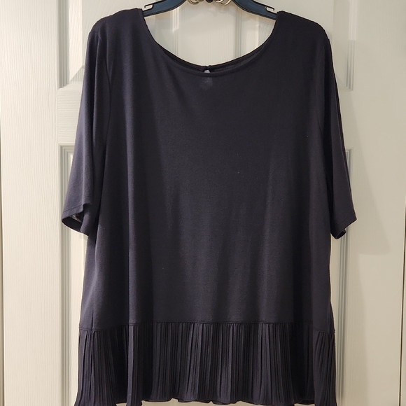 Talbots Tops - Talbots Navy Pleated Hem Blouse